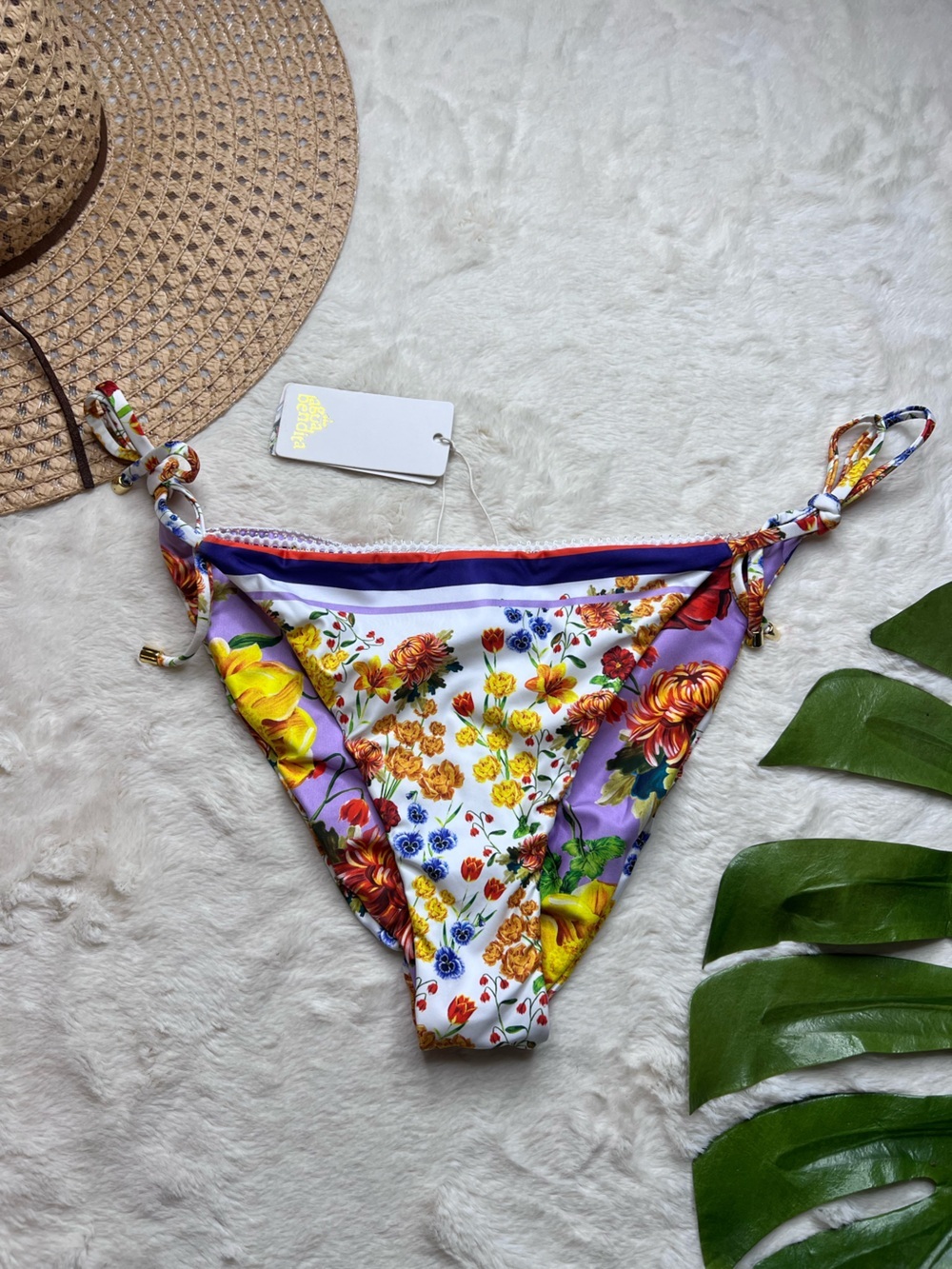 Agua Bendita Alegria Bouk Reversible Floral Bikini Bottoms XL NWT - Picture 4 of 10